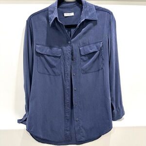 Washed blue silk shirt